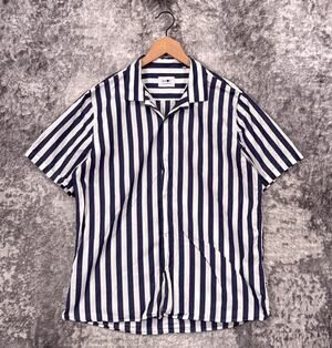 NN07 Miyagi Shirt XL Mens No Nationality Blue Striped Camp Collar Short Sleeve